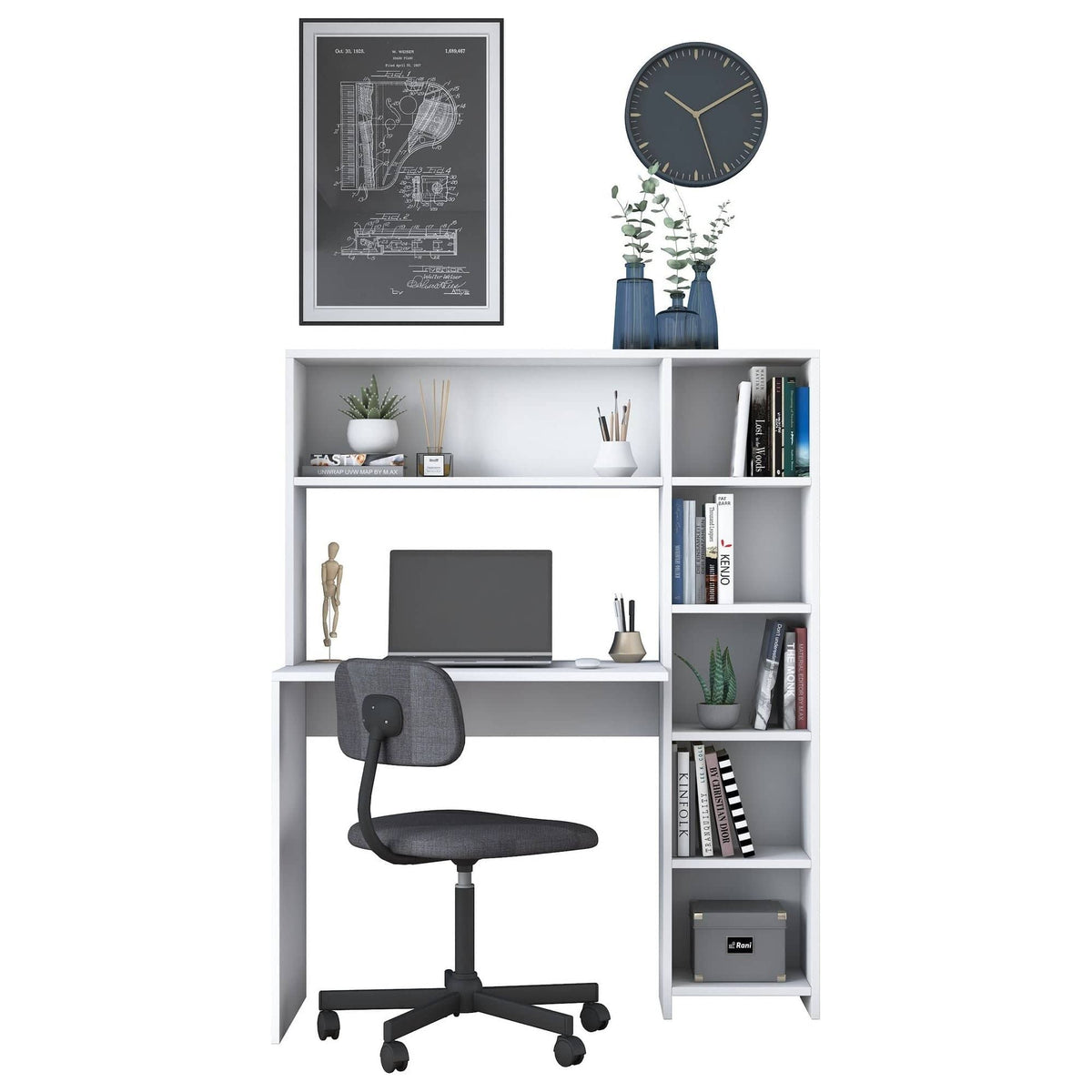 Birou HA104, alb, PAL melaminat, 80x40x75 cm