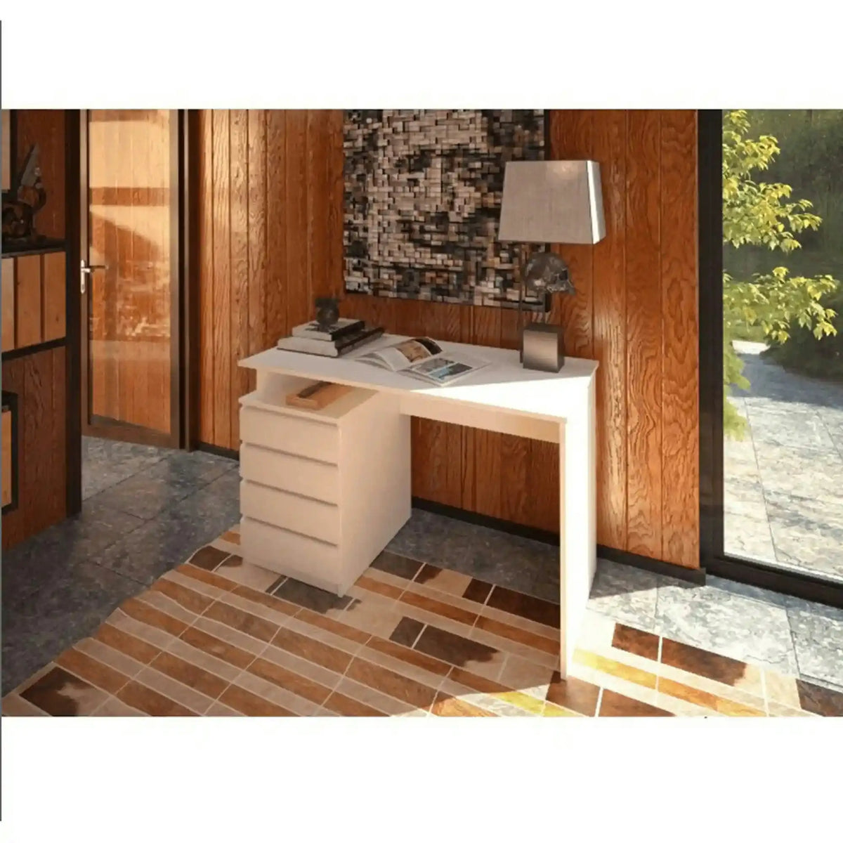 Birou HANY NEW, alb, DTD laminat, 118x60x75 cm