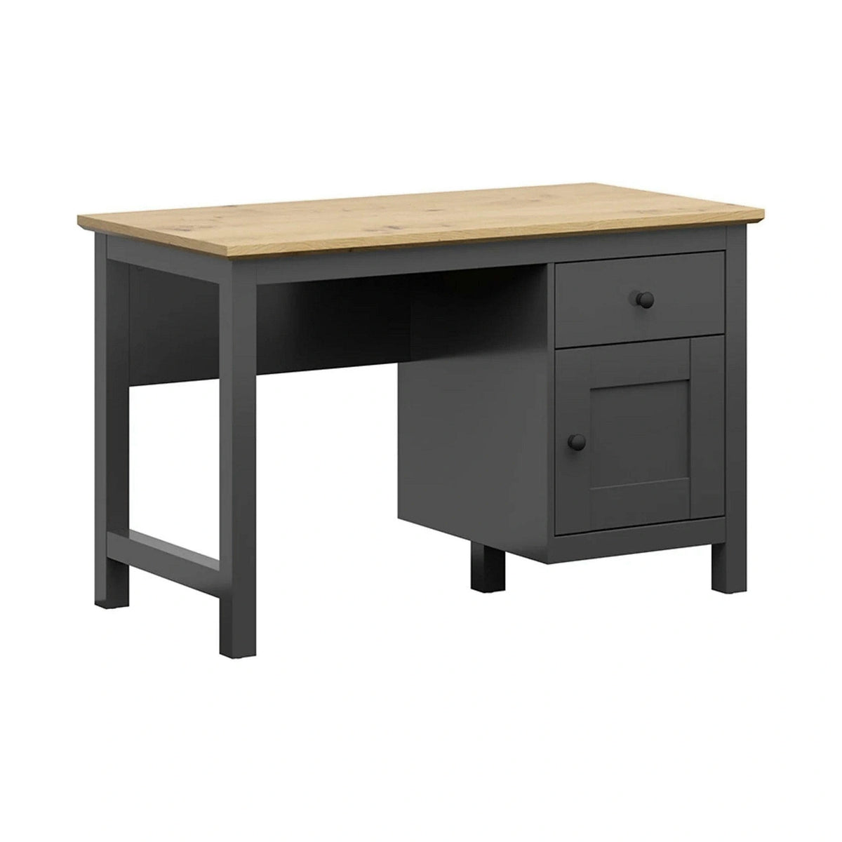 Birou HESEN, gri grafit/stejar artisan, PAL, 120x60x75 cm