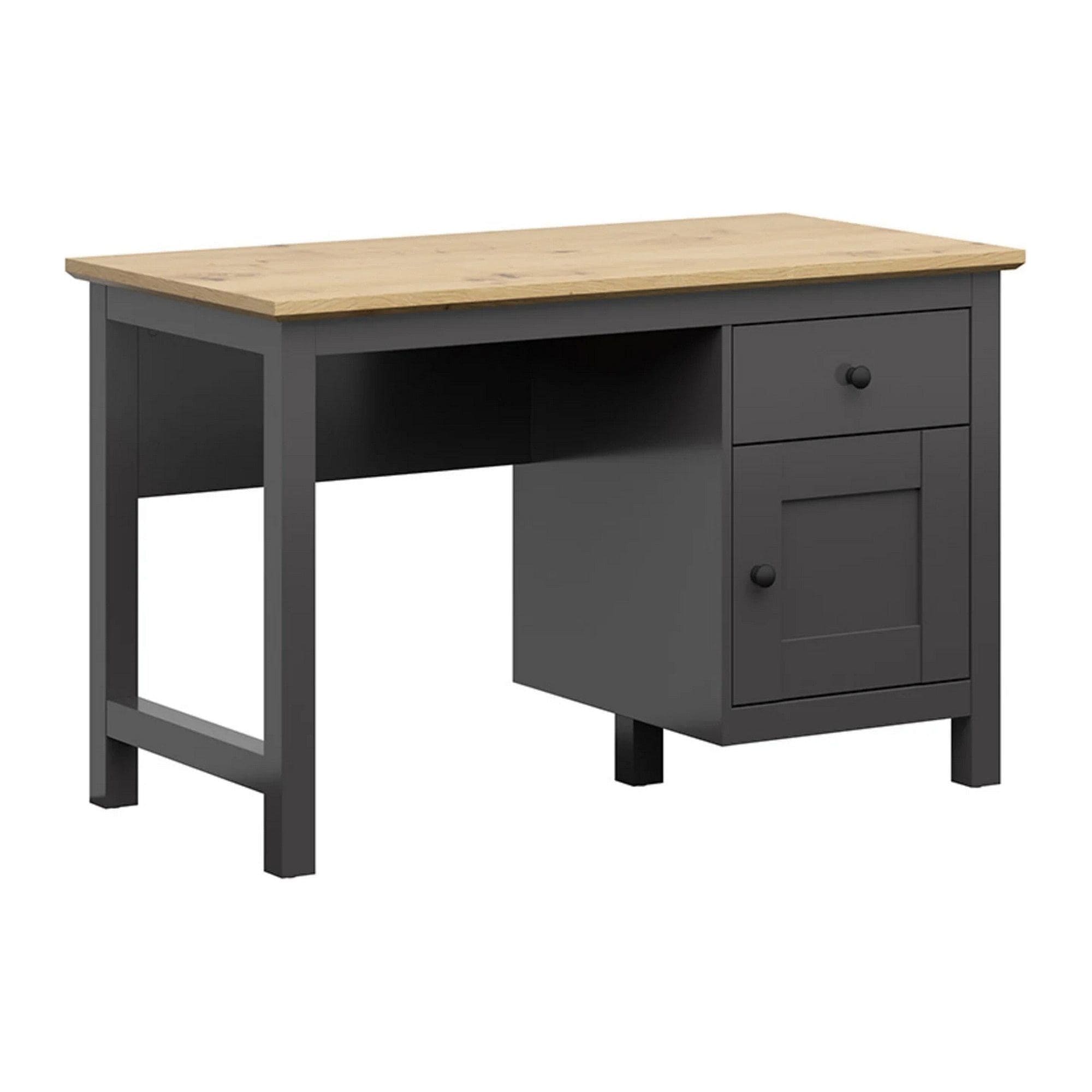 Birou HESEN, gri grafit/stejar artisan, PAL, 120x60x75 cm