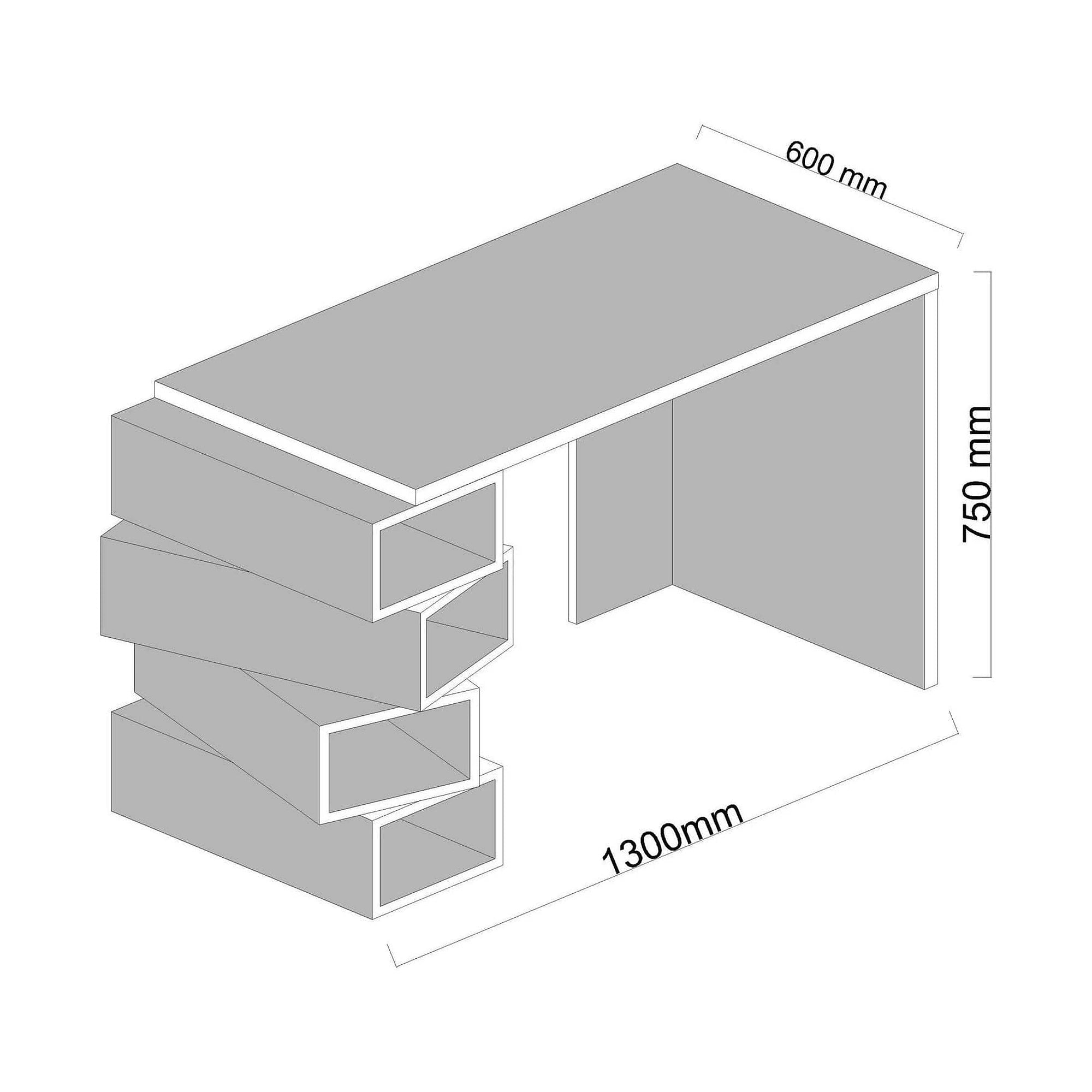 Birou JENGA, nuc/alb, PAL melaminat, 130x60x75 cm