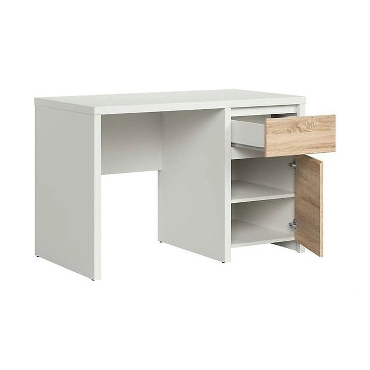 Birou KASPIAN, alb/stejar sonoma, PAL, 120x65x77 cm