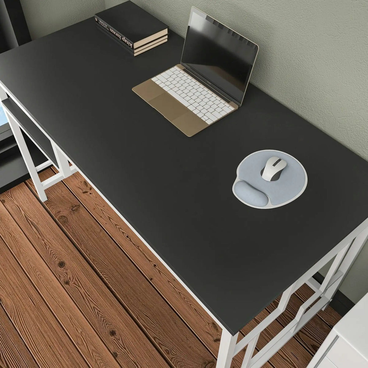 Birou KENNESAW, gri antracit/alb, PAL melaminat/metal, 120x60x75 cm