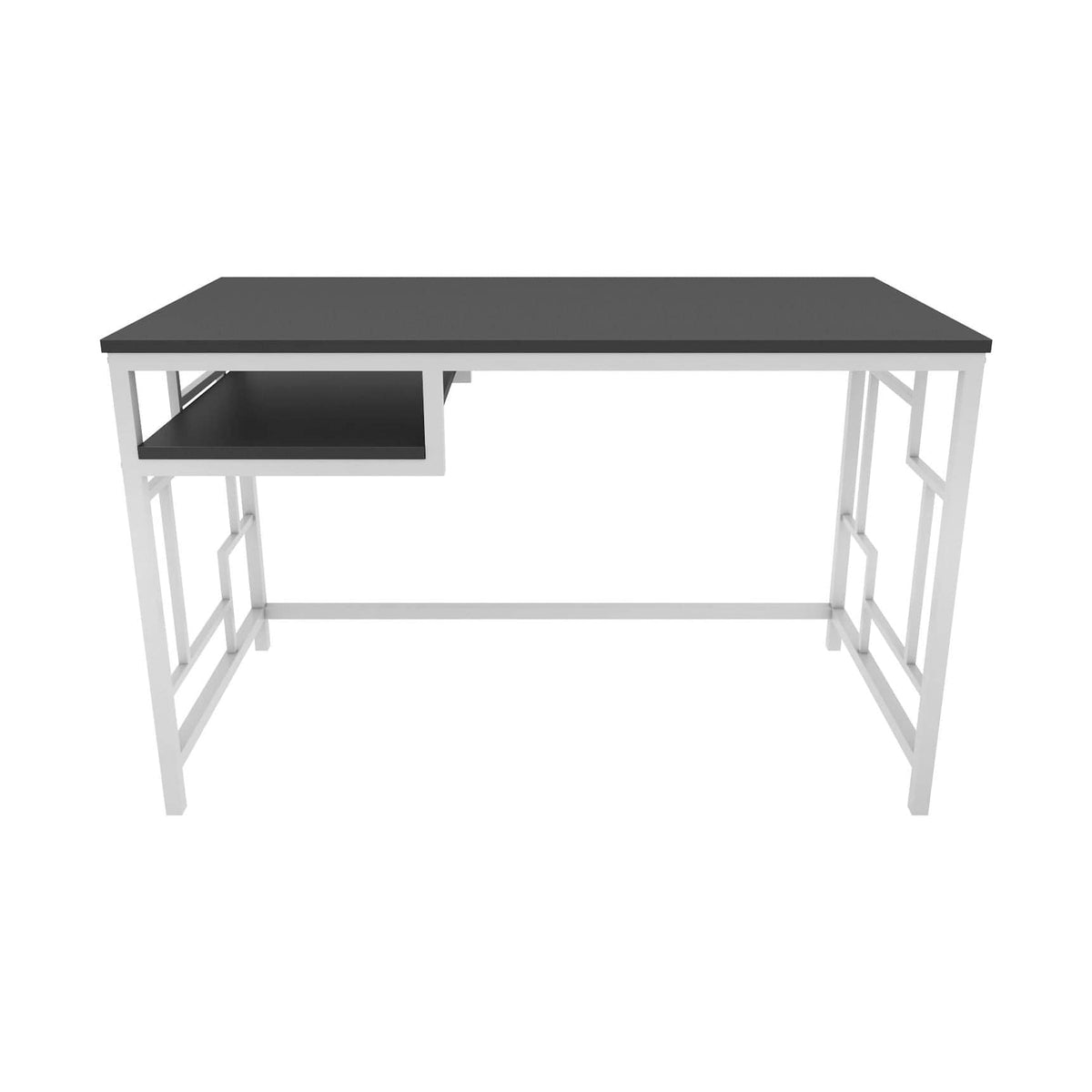 Birou KENNESAW, gri antracit/alb, PAL melaminat/metal, 120x60x75 cm