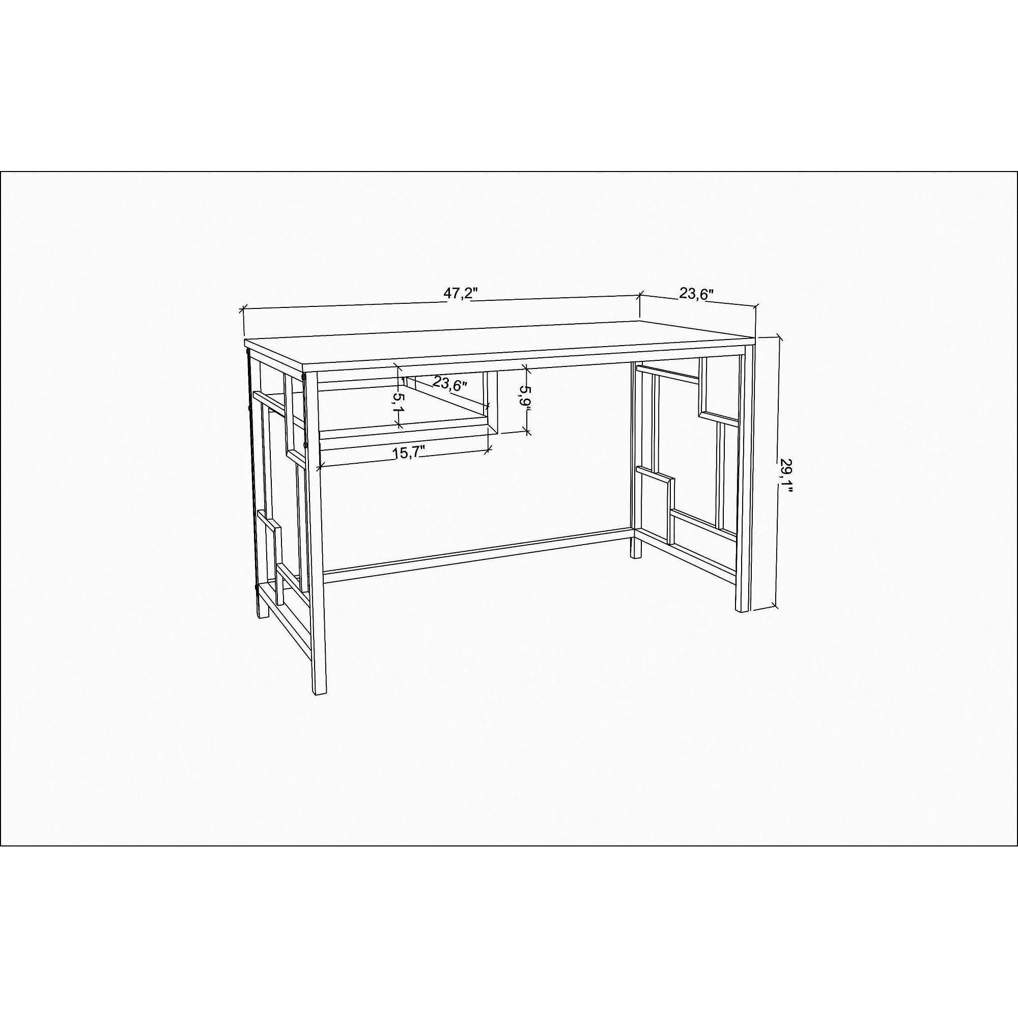 Birou KENNESAW, gri antracit/alb, PAL melaminat/metal, 120x60x75 cm