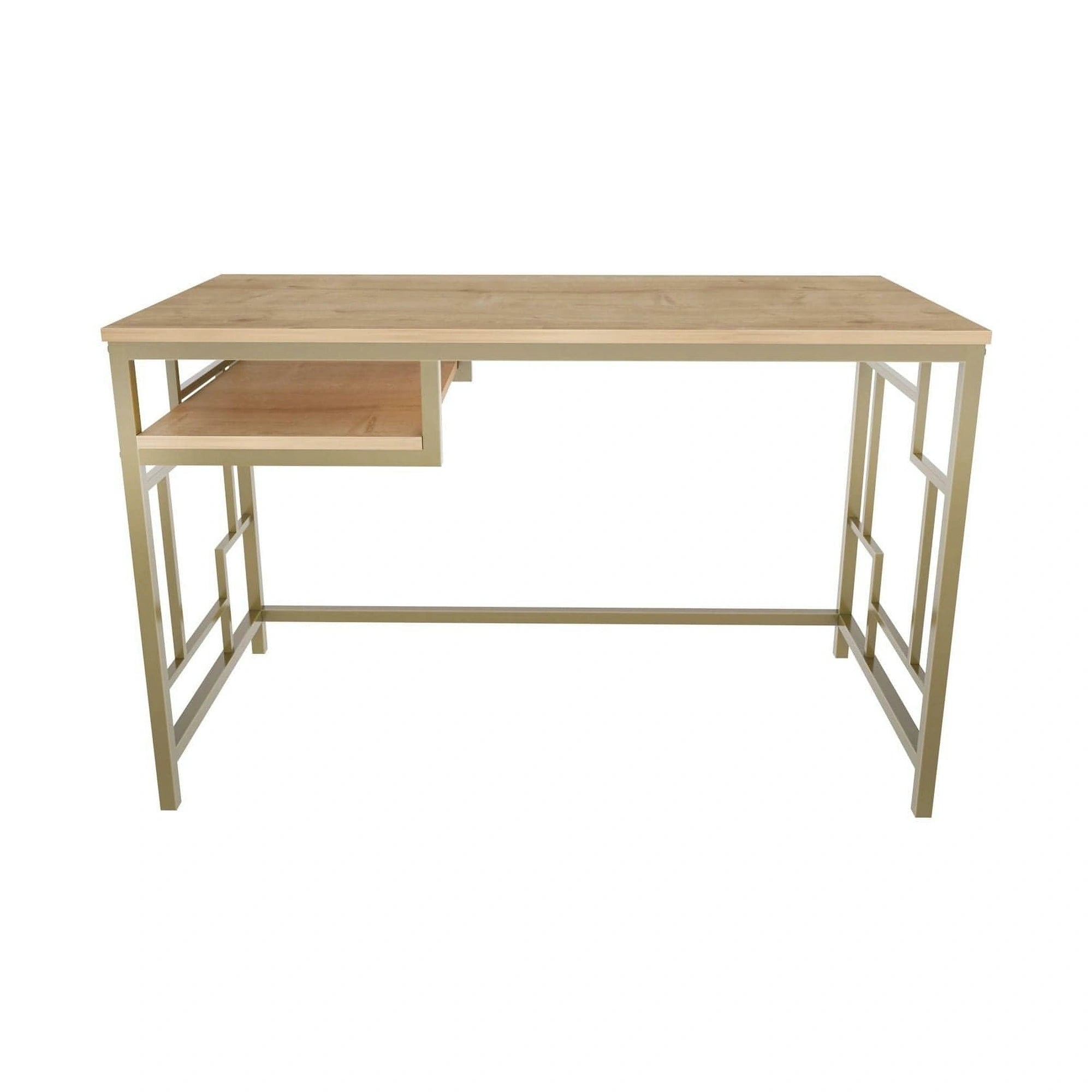 Birou KENNESAW, stejar/auriu, PAL melaminat/metal, 120x60x75 cm