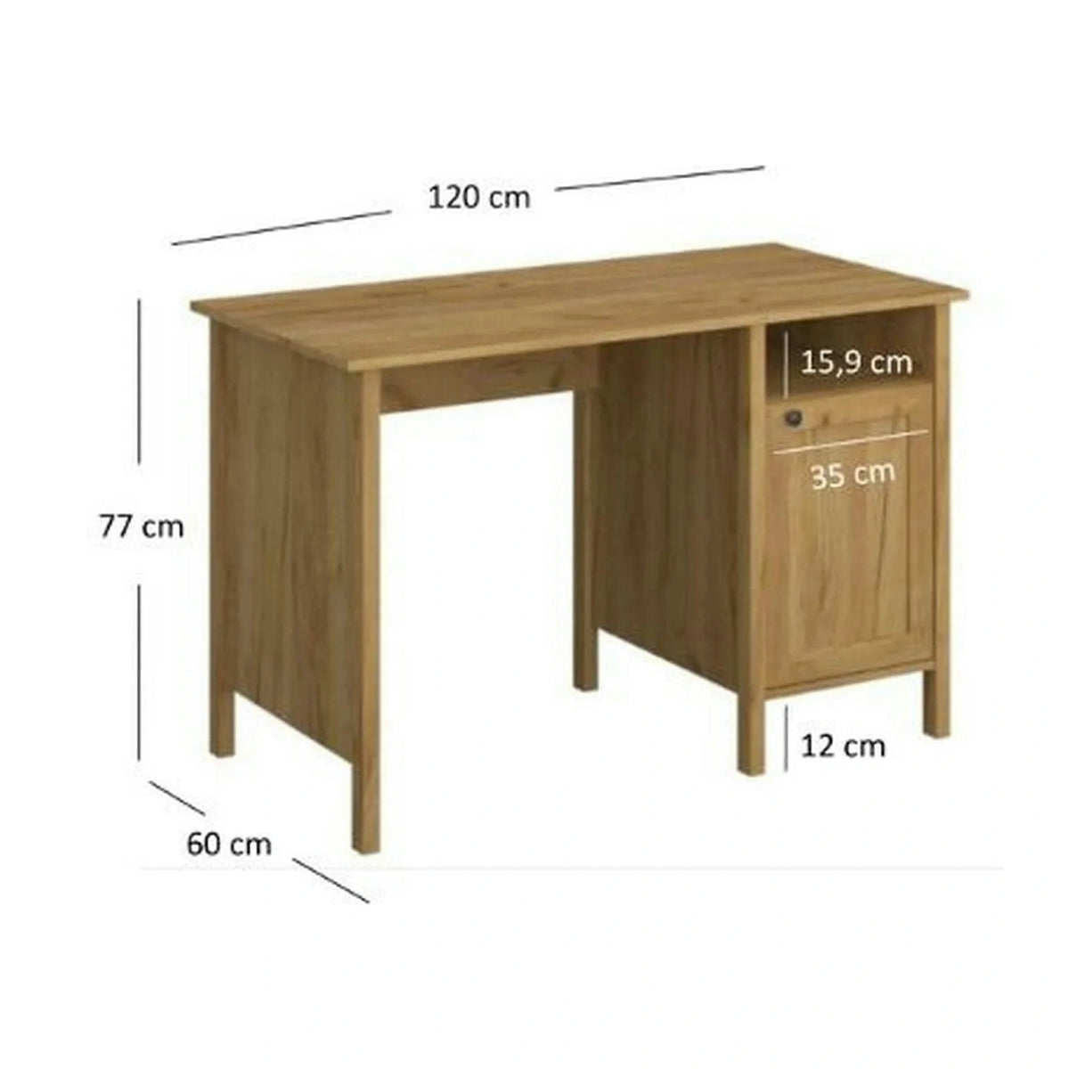 Birou KLARK, stejar auriu, PAL, 120x60x77 cm