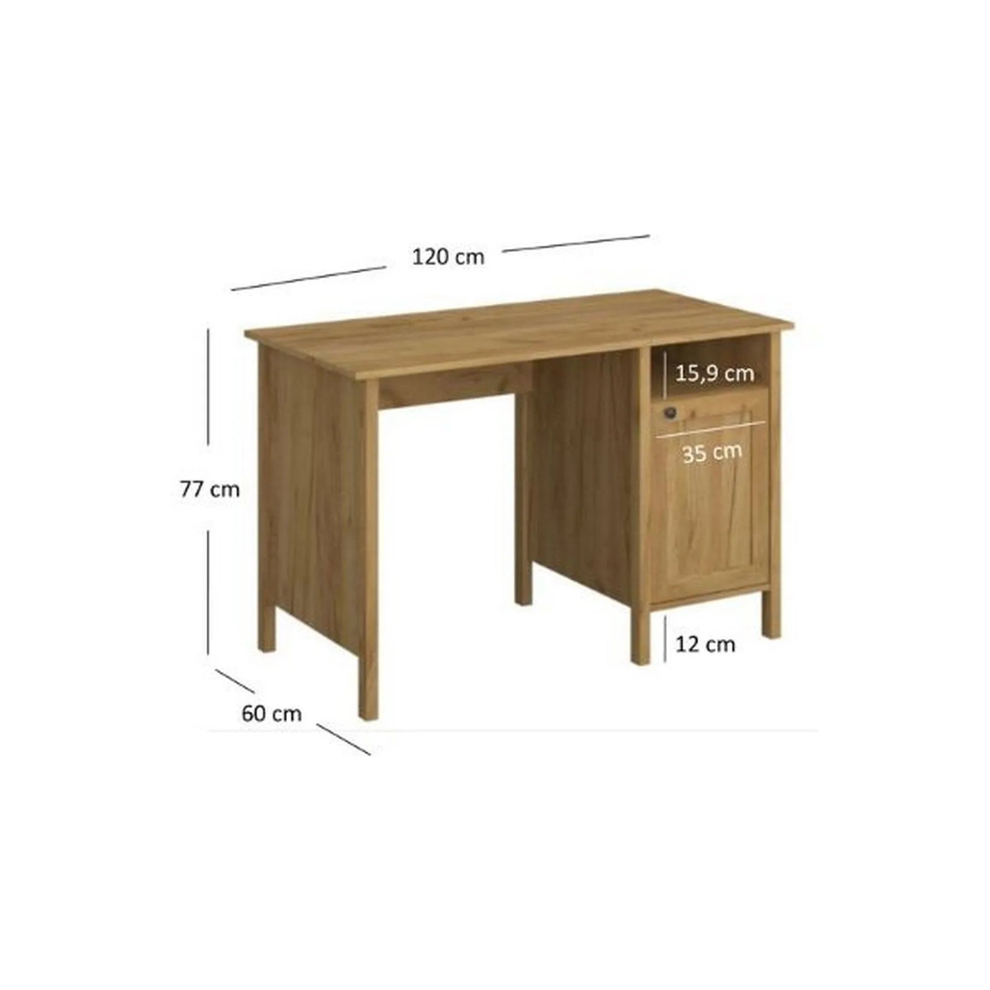 Birou KLARK, stejar auriu, PAL, 120x60x77 cm