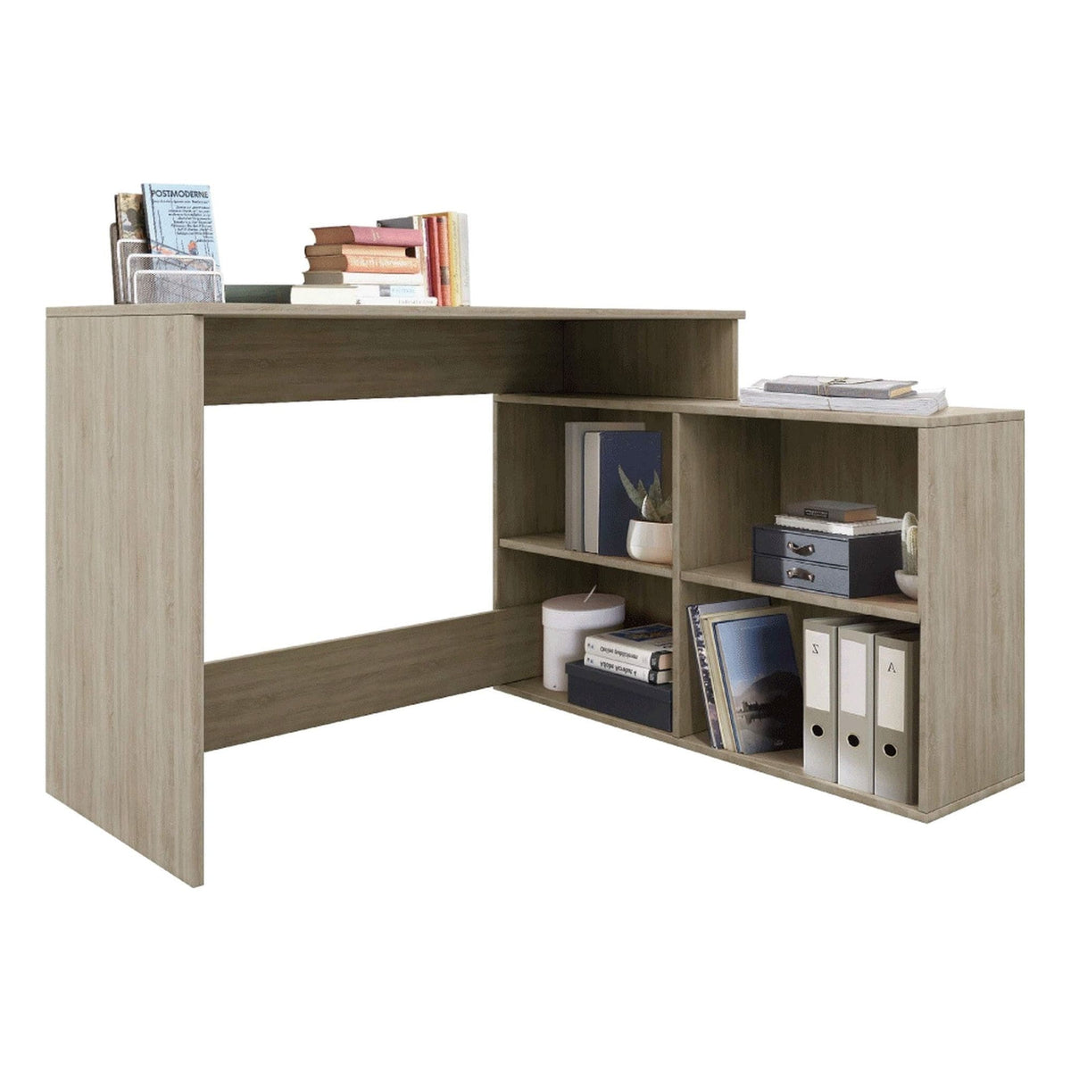 Birou KORNER NEW, stejar sonoma, DTD laminat, 100/120x29/50x76 cm