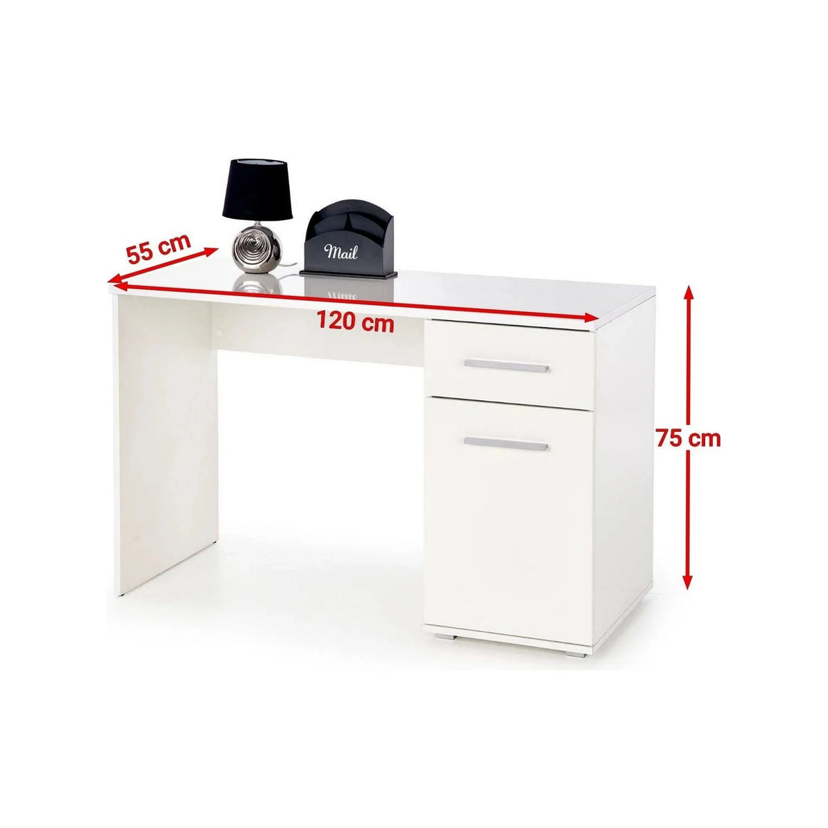 Birou Lima B1, alb, PAL melaminat, 120X55X77 CM