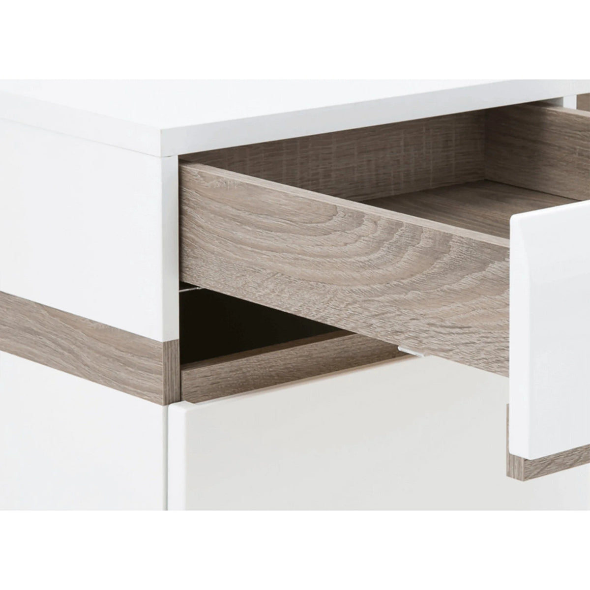 Birou LYNATET Tip 80, alb/stejar sonama inchis trufa, DTD laminat, 125x62x73 cm