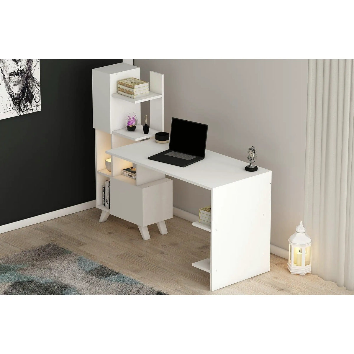 Birou MC607240, alb, PAL melaminat, 170x60x120 cm