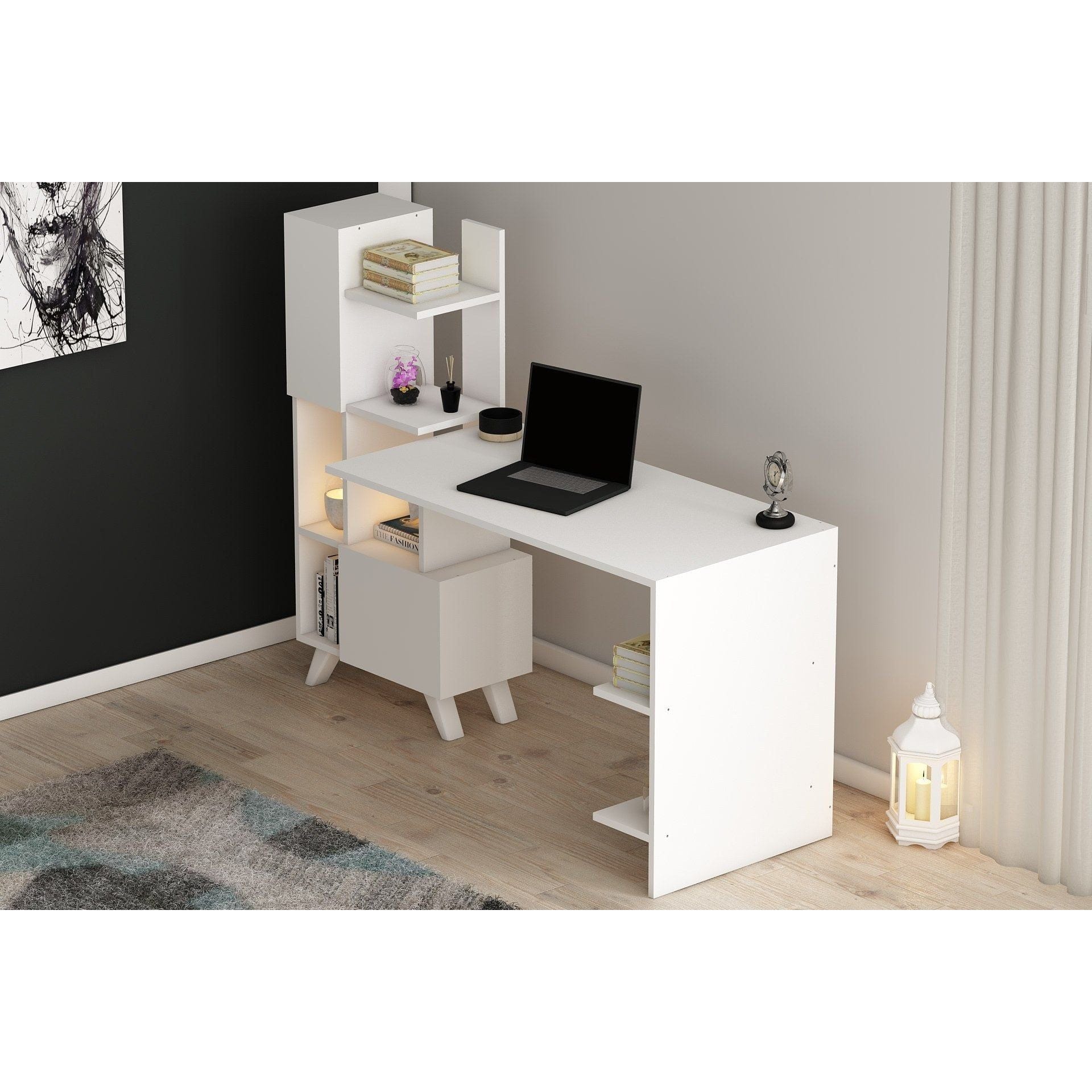 Birou MC607240, alb, PAL melaminat, 170x60x120 cm