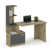 Birou MISO, stejar artisan/gri grafit, PAL laminat, 144x60x142 cm