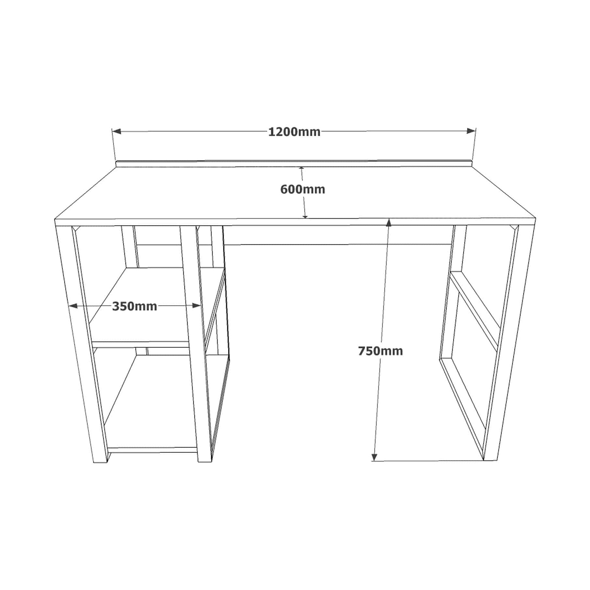 Birou ML8-A, stejar/negru, PAL melaminat/metal, 120x60x75 cm
