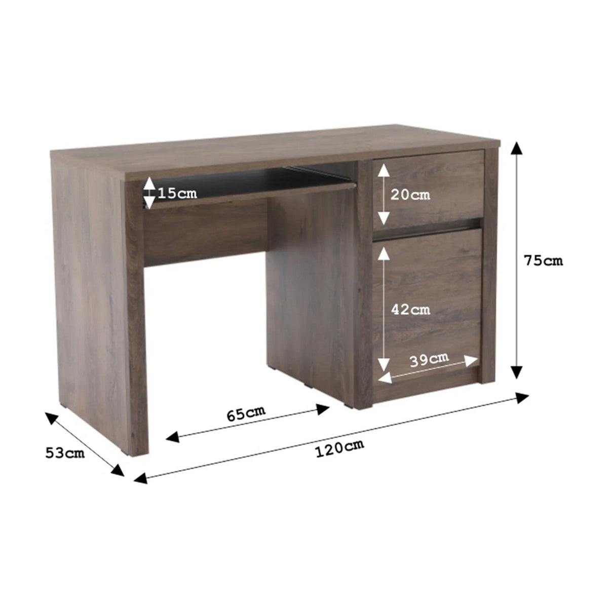Birou MONTANA B1, stejar lefkas inchis, PAL, 120x53x75 cm