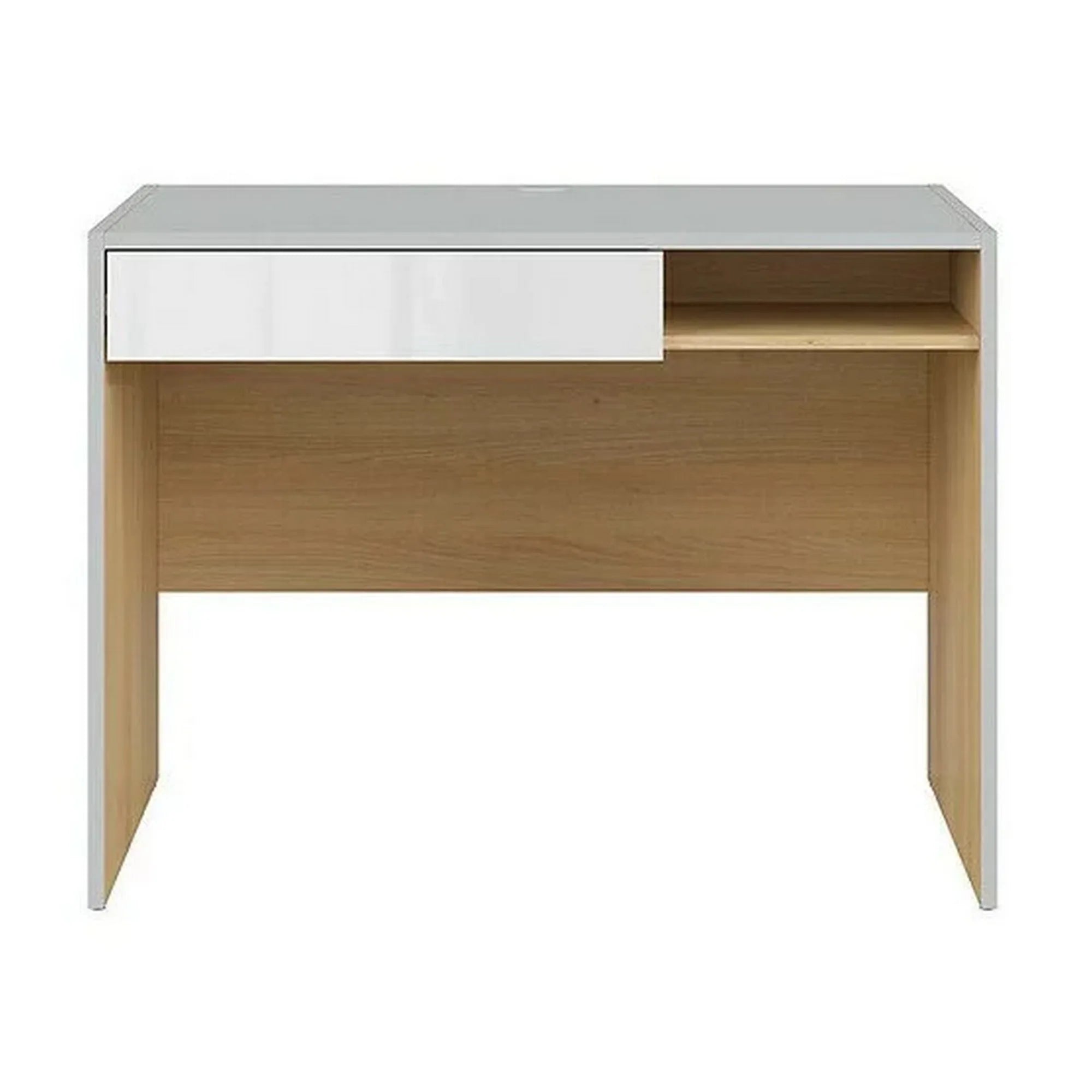 Birou NANDU, gri deschis/stejar, PAL laminat, 100x70x75 cm