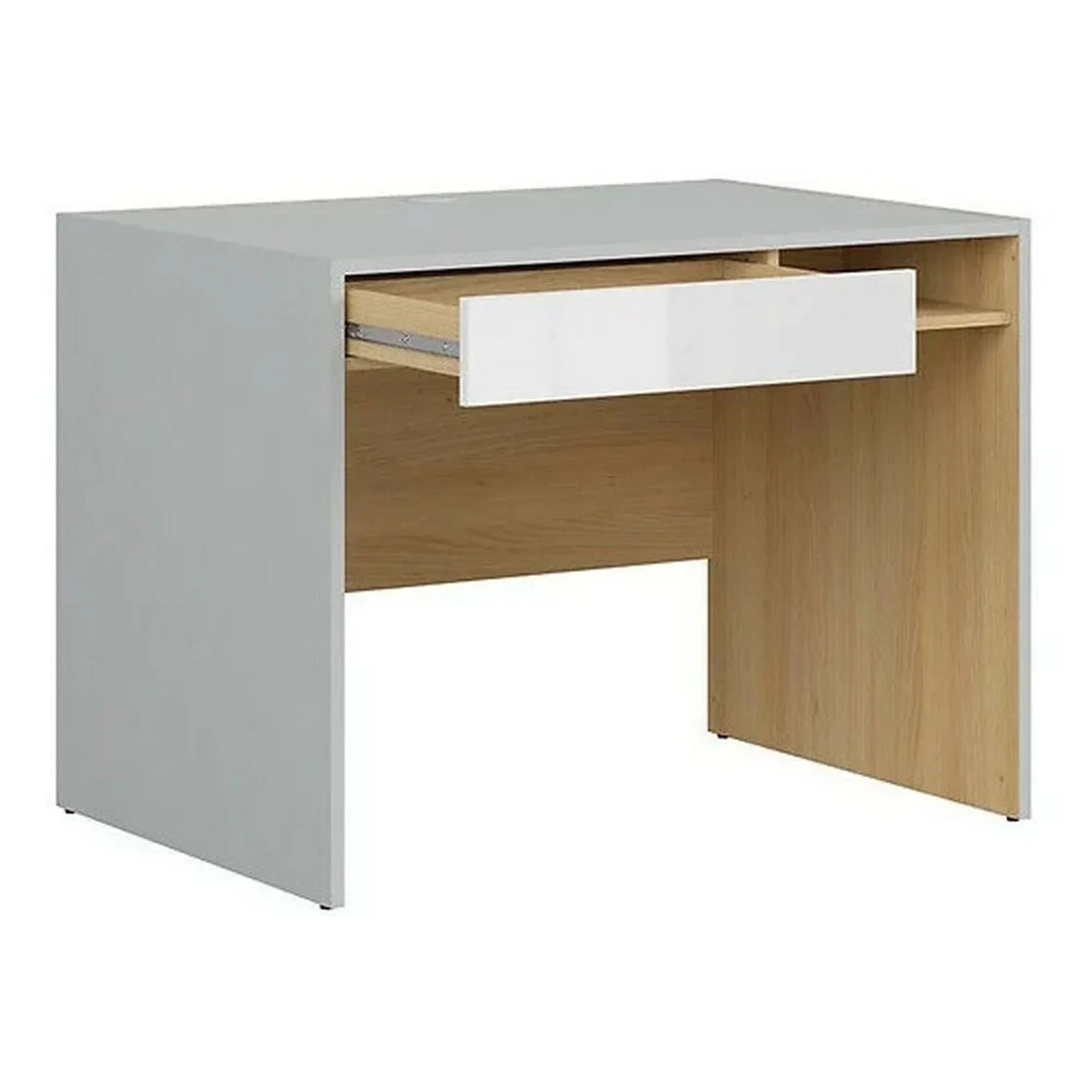 Birou NANDU, gri deschis/stejar, PAL laminat, 100x70x75 cm