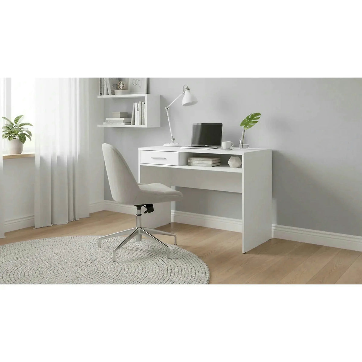 Birou NEPO PLUS, alb, PAL laminat, 100x59x76 cm