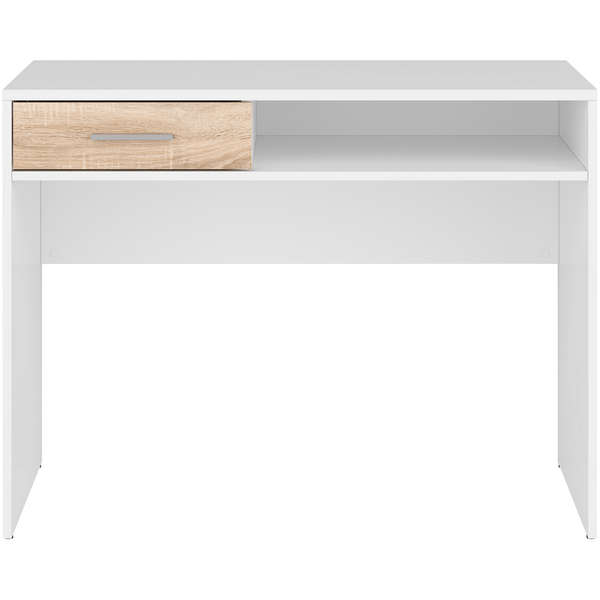 Birou NEPO PLUS, alb/stejar sonoma, PAL laminat, 100x59x76 cm