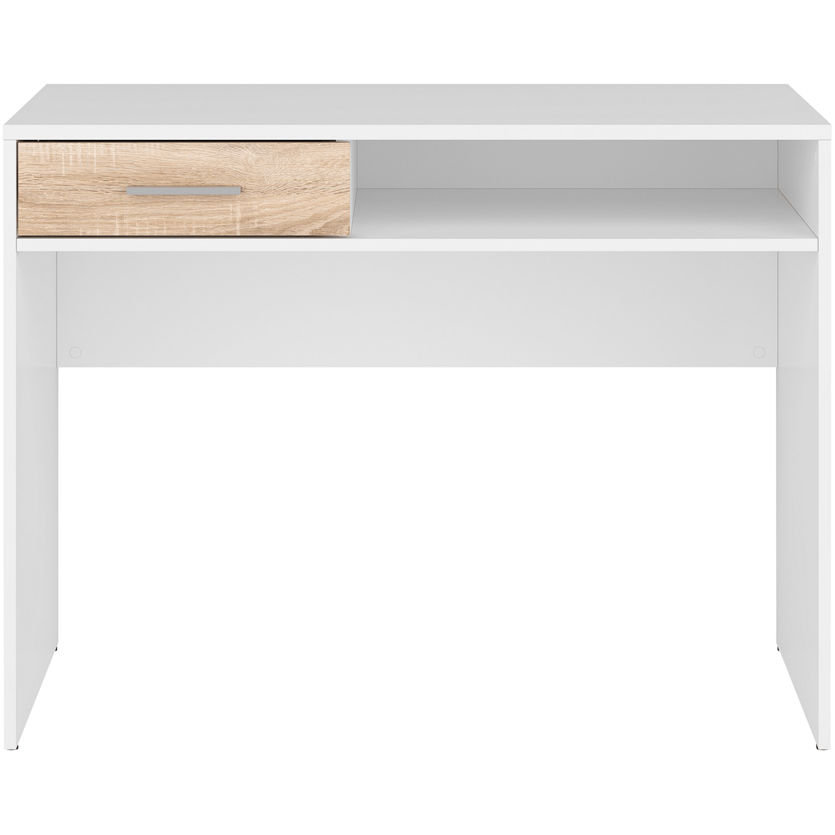 Birou NEPO PLUS, alb/stejar sonoma, PAL laminat, 100x59x76 cm