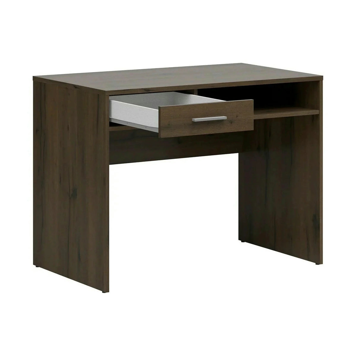 Birou NEPO PLUS, stejar inchis, PAL laminat, cu un sertar, 100x59x76 cm