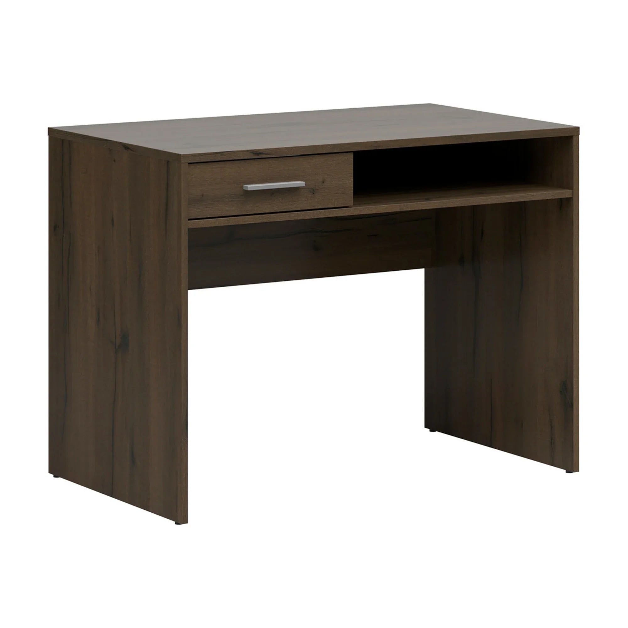 Birou NEPO PLUS, stejar inchis, PAL laminat, cu un sertar, 100x59x76 cm