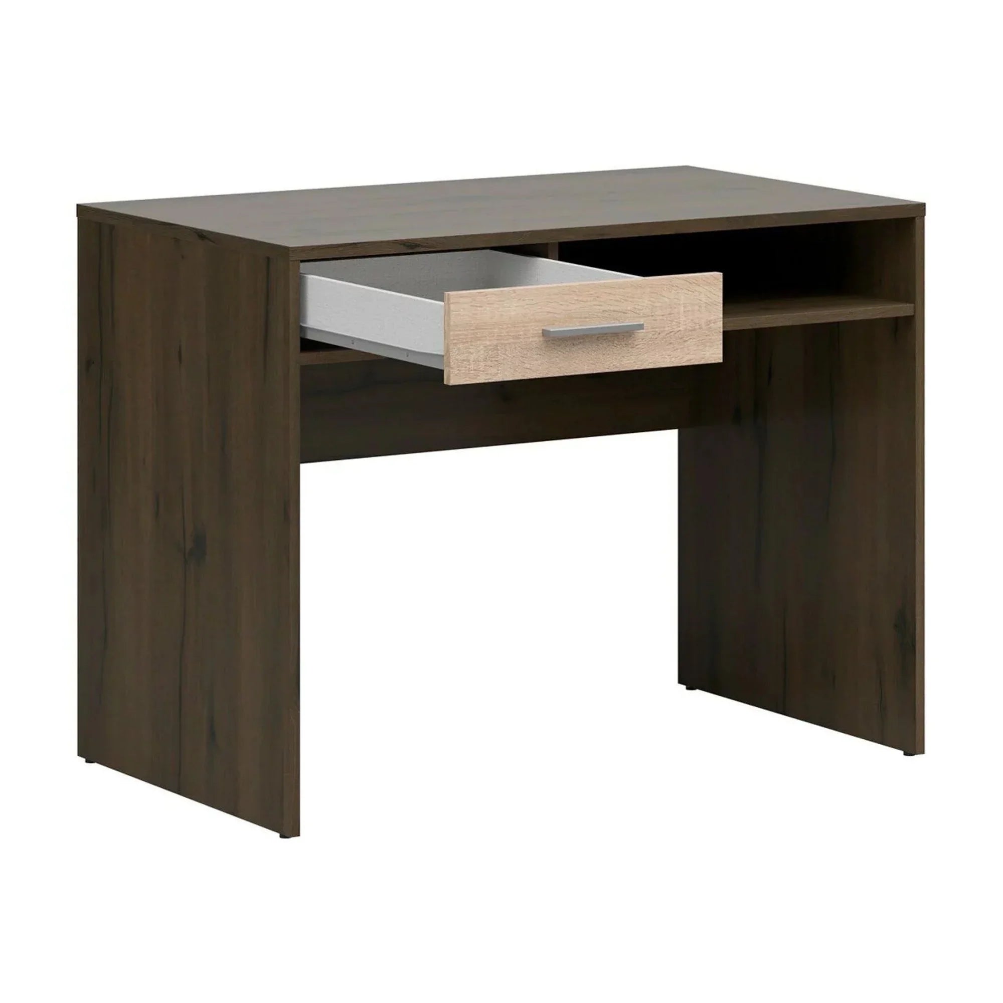 Birou NEPO PLUS, stejar inchis/stejar sonoma, PAL laminat, 100x59x76 cm