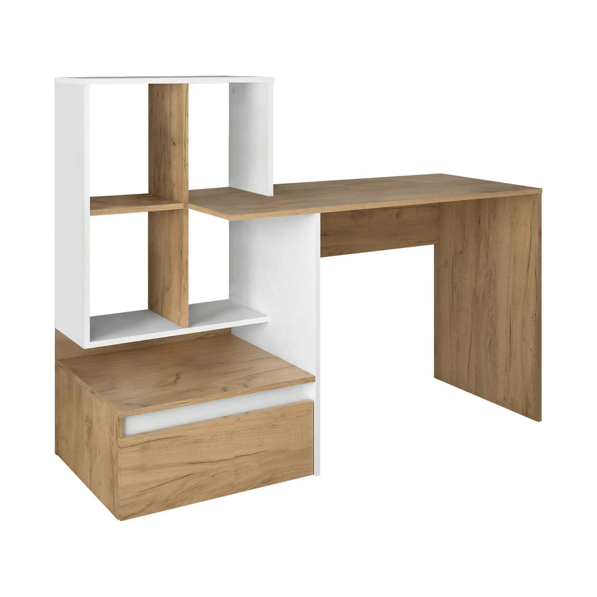 Birou NEREO NEW, stejar artisan/alb, DTD laminat, 145x52x112 cm