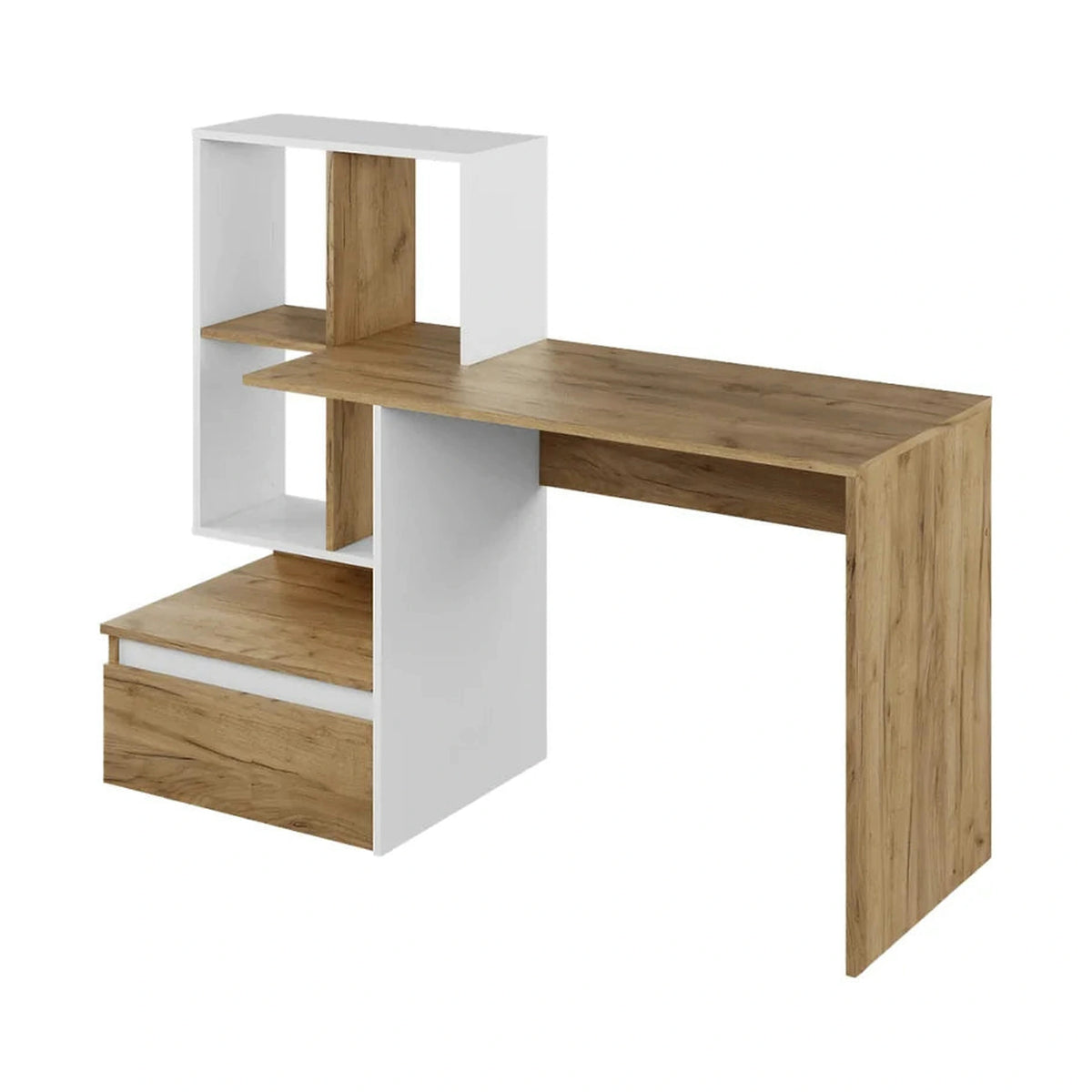 Birou NEREO NEW, stejar artisan/alb, DTD laminat, 145x52x112 cm