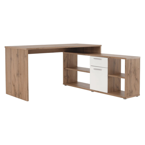 Birou NOE NEW, stejar wotan/alb, DTD laminat, 135x60/30x74/60 cm