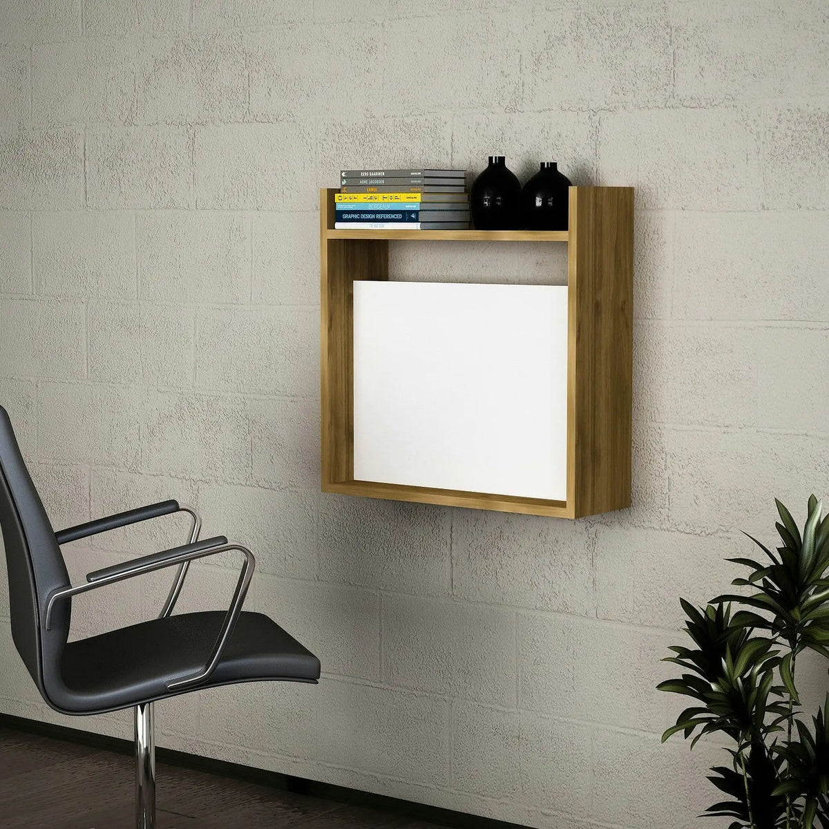 Birou pentru laptop 745DCD3809, alb/alun, PAL melaminat, 60x20x60 cm