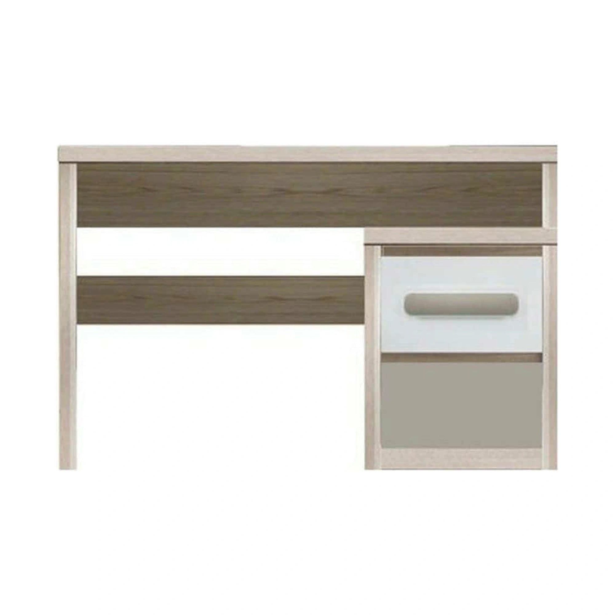 Birou ROMA 10, stejar ferrara/alb lucios/gri mat, PAL, 130x58x77 cm