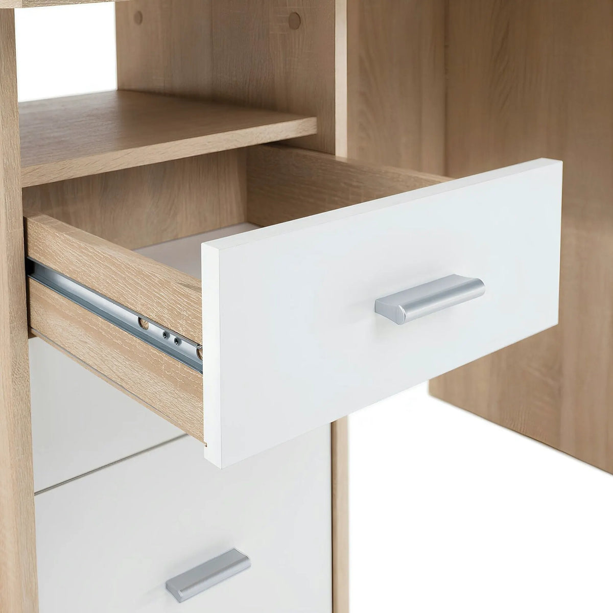 Birou SAMSON NEW, stejar sonoma/alb, PAL melaminat, 110x55x76 cm