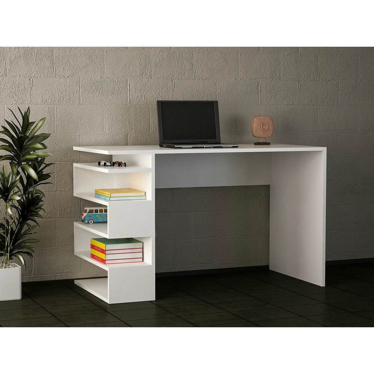 Birou SNAKE, alb, PAL melaminat, 120x60x75 cm