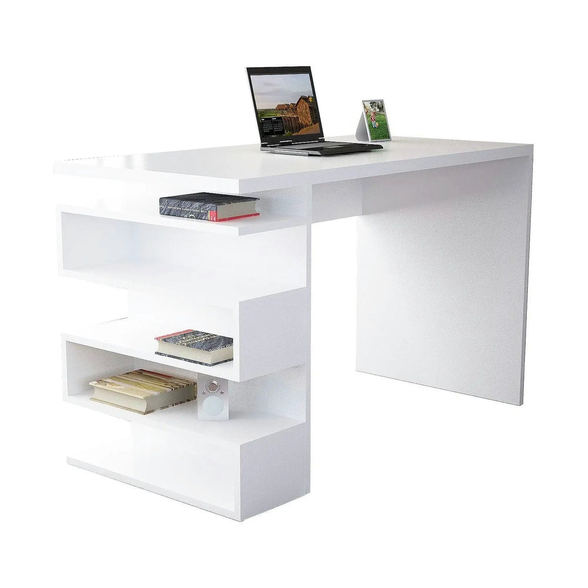 Birou SNAKE, alb, PAL melaminat, 120x60x75 cm