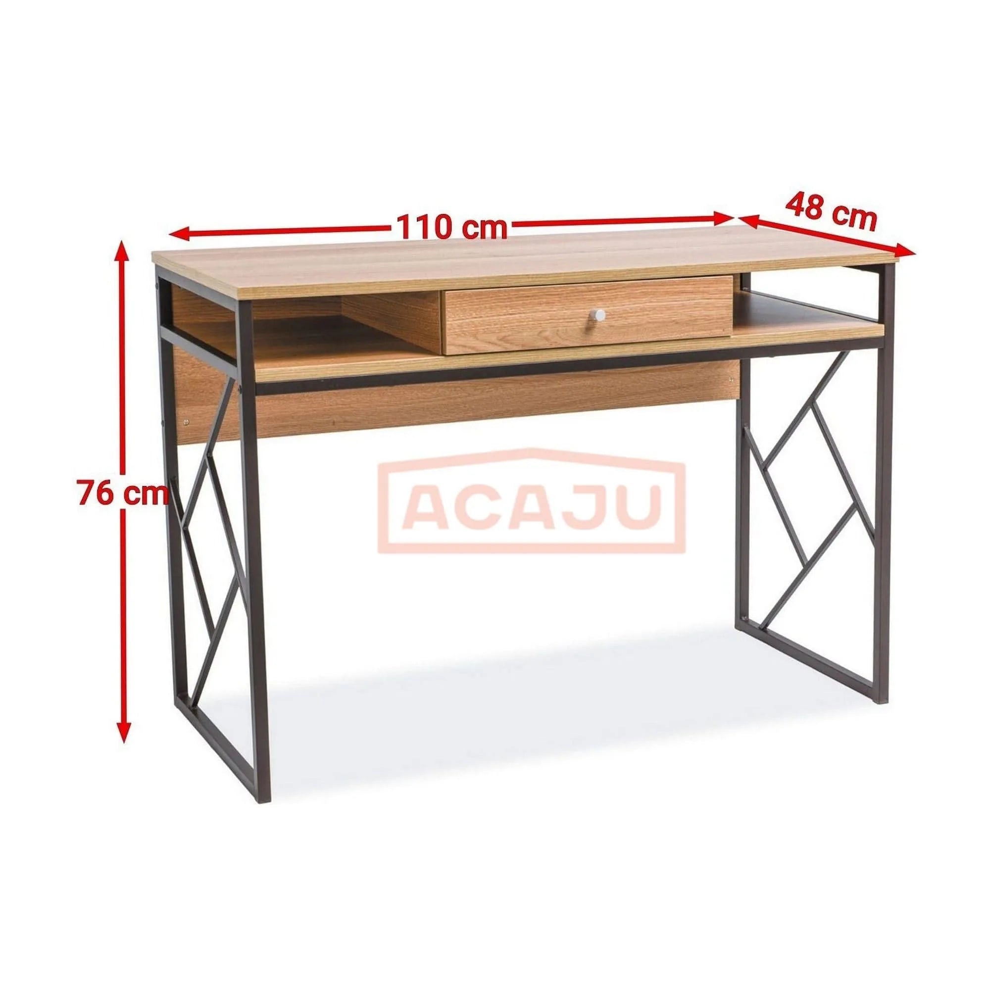 Birou TABLO B, stejar sonoma/maro inchis, 110x48x76 cm