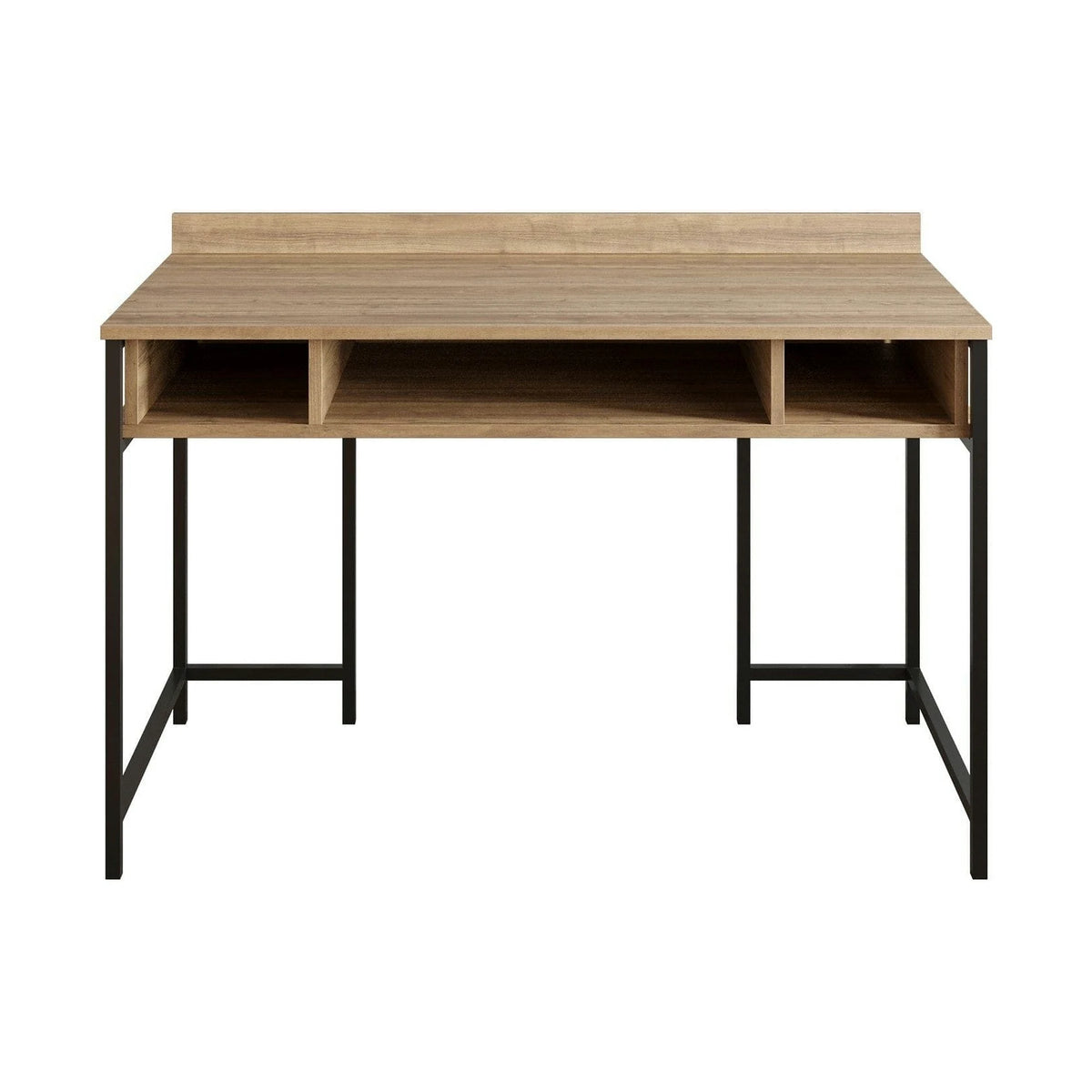 Birou TUMATA, stejar/negru, PAL melaminat/metal, 120x62x65 cm