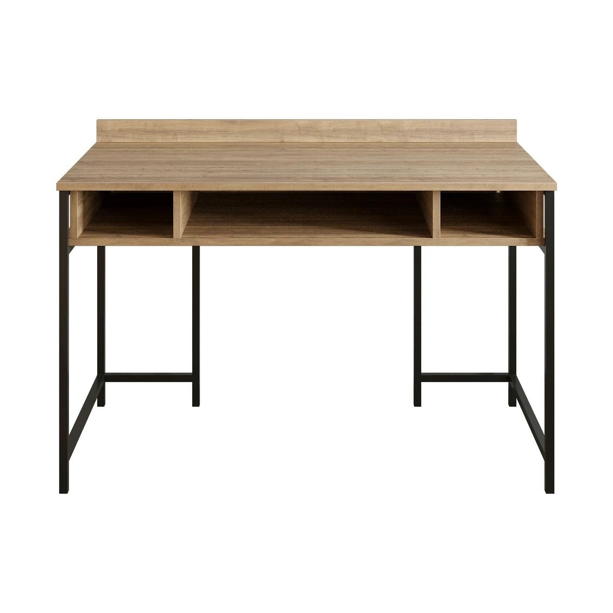 Birou TUMATA, stejar/negru, PAL melaminat/metal, 120x62x65 cm
