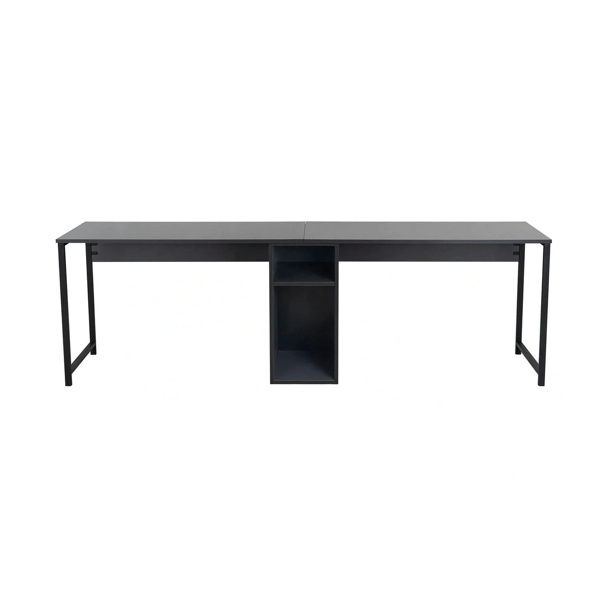 Birou TWIN, gri antracit/negru, PAL melaminat/metal, 240x60x74 cm