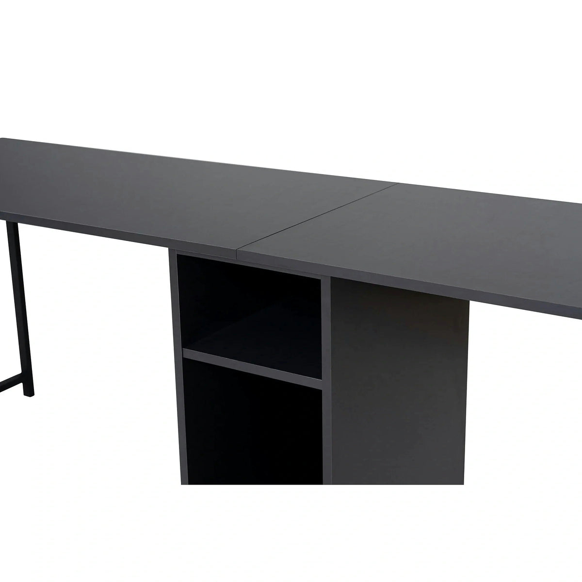 Birou TWIN, gri antracit/negru, PAL melaminat/metal, 240x60x74 cm