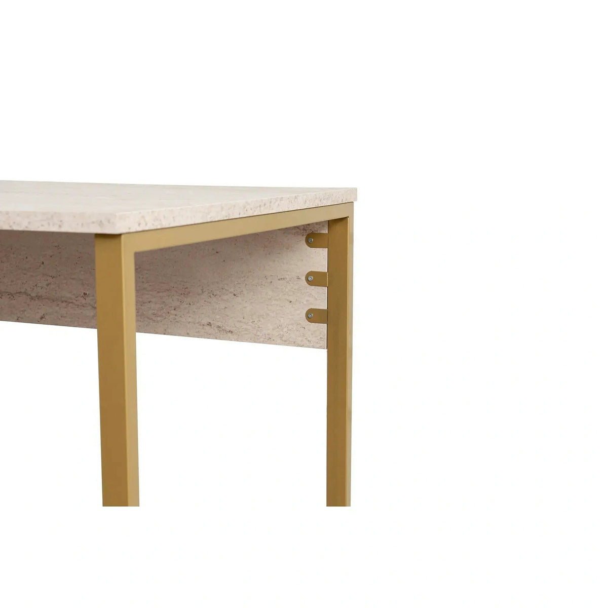 Birou TWIN, travertin/auriu, PAL melaminat/metal, 240x60x74 cm