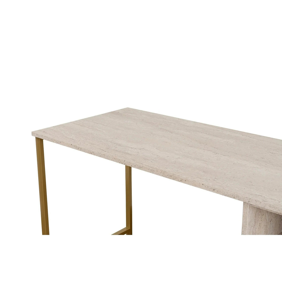 Birou TWIN, travertin/auriu, PAL melaminat/metal, 240x60x74 cm