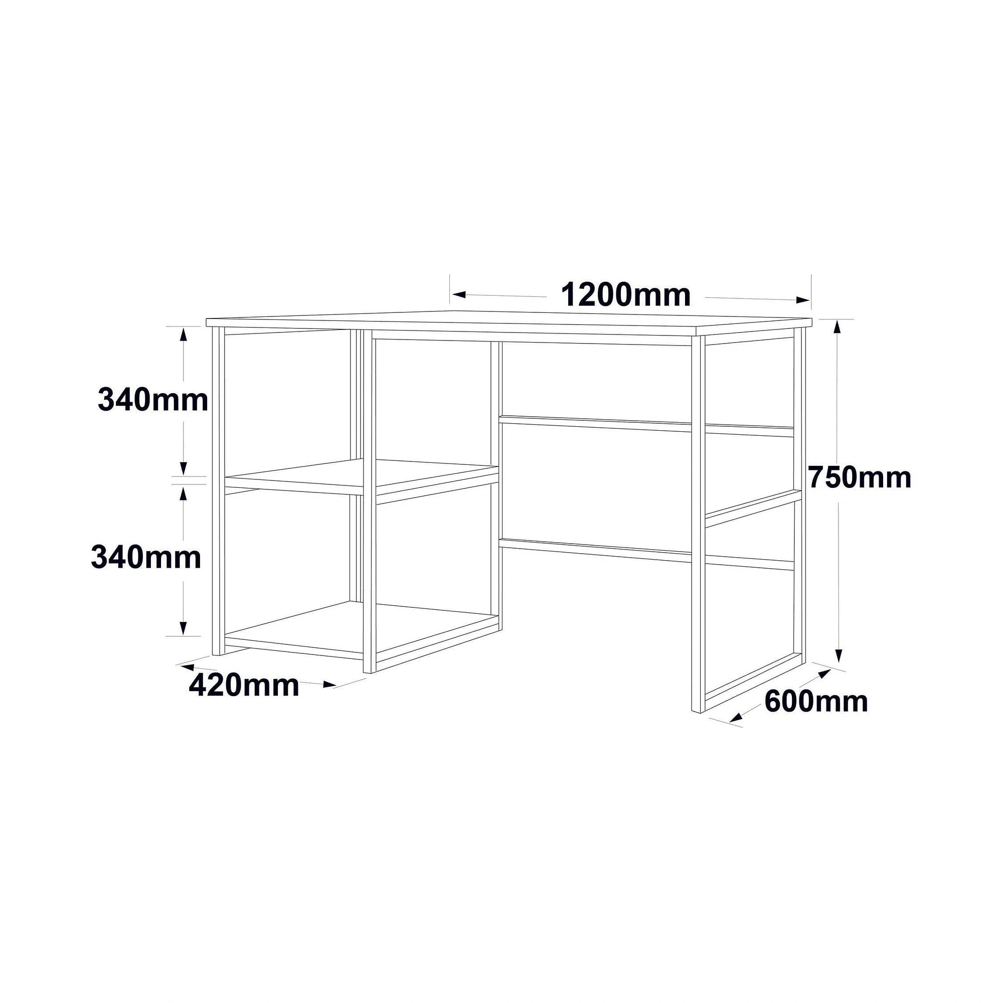 Birou VG23-GE, alb cu efect de marmura/auriu, PAL melaminat/metal, 120x60x75 cm