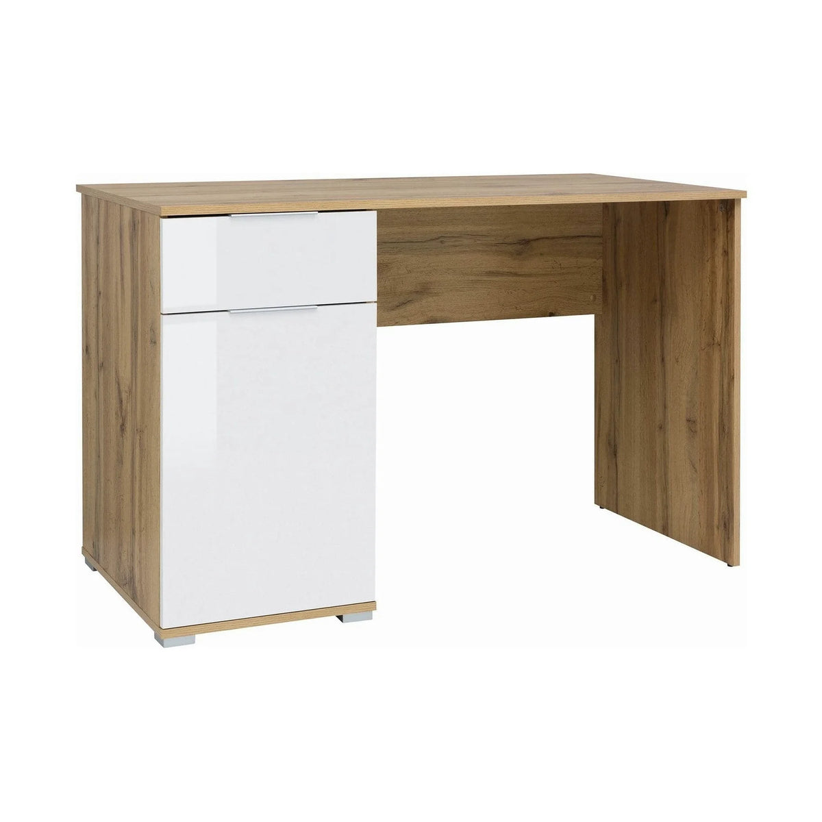 Birou ZELE, stejar wotan/alb, PAL laminat, 120x60x76 cm