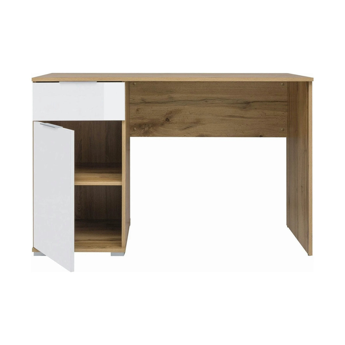 Birou ZELE, stejar wotan/alb, PAL laminat, 120x60x76 cm