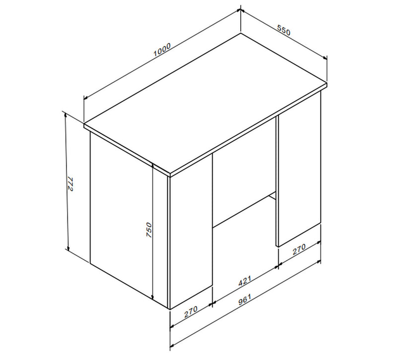 Masa birou OFFICE NEW, stejar sonoma/gri antracit, PAL, 100x55x76 cm