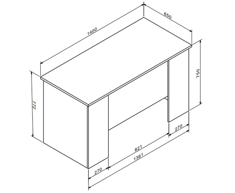 Masa birou OFFICE NEW, stejar sonoma/gri antracit, PAL, 140x65x78 cm