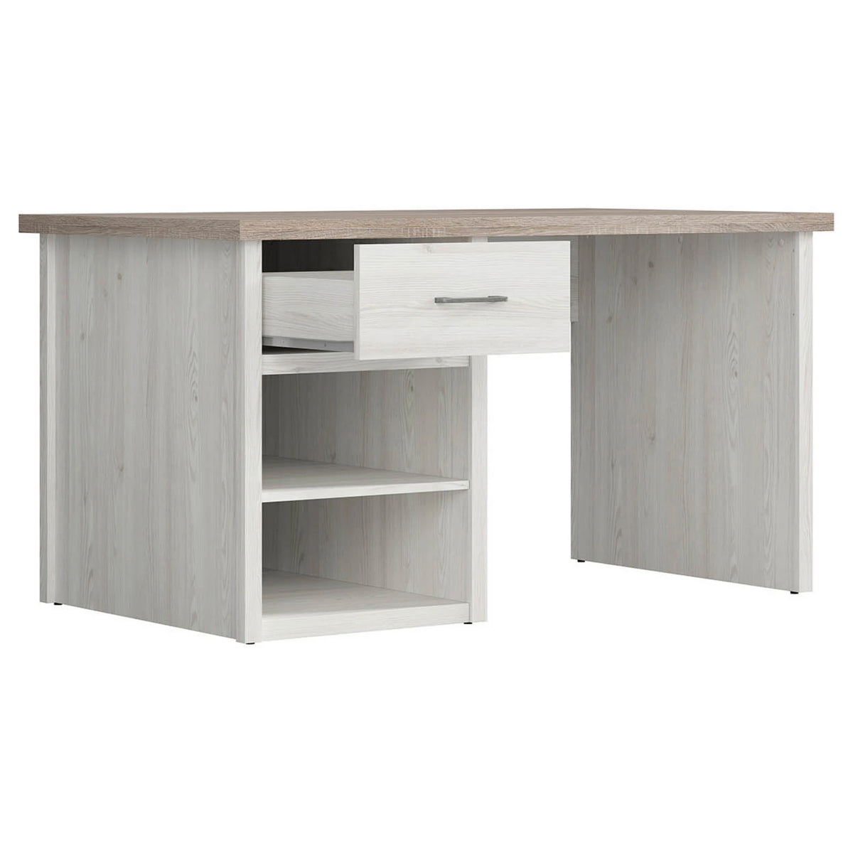 Set dormitor LUCA JUZI, zada sibiu deschis/stejar sonoma, pat 90x200, dulap 3 usi si 3 sertare, birou, biblioteca si noptiera