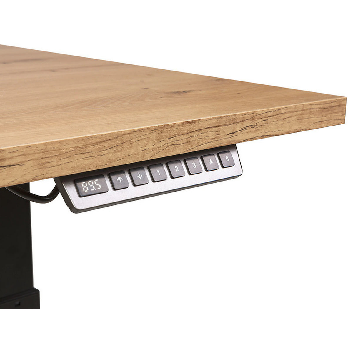 Masa birou SPACE OFFICE, stejar artisan/negru, PAL laminat/metal, pe stanga cu inaltime reglabila, 140x90x72-120 cm